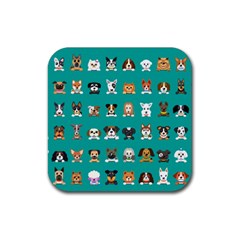 Different-type-vector-cartoon-dog-faces Rubber Coaster (square) by Salman4z