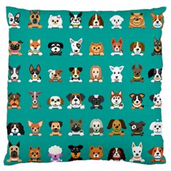 Different-type-vector-cartoon-dog-faces Large Cushion Case (one Side) by Salman4z