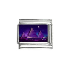 Egyptian-pyramids-night-landscape-cartoon Italian Charm (9mm) by Salman4z