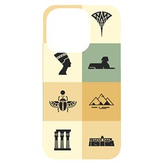 Egyptian-flat-style-icons iPhone 14 Pro Black UV Print Case