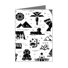 Dark-seamless-pattern-symbols-landmarks-signs-egypt --- Mini Greeting Card by Salman4z