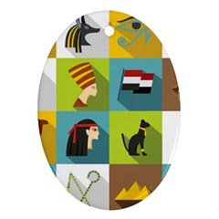 Egypt-travel-items-icons-set-flat-style Ornament (oval) by Salman4z