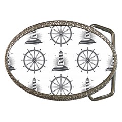 Marine Nautical Seamless Pattern With Vintage Lighthouse Wheel Belt Buckles by Salman4z