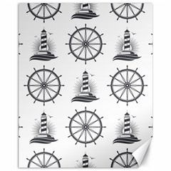 Marine Nautical Seamless Pattern With Vintage Lighthouse Wheel Canvas 11  X 14  by Salman4z