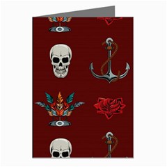 Tattoo-old-school-background-pattern Greeting Cards (pkg Of 8) by Salman4z