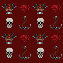 Tattoo-old-school-background-pattern Play Mat (rectangle) by Salman4z