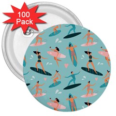 Beach-surfing-surfers-with-surfboards-surfer-rides-wave-summer-outdoors-surfboards-seamless-pattern- 3  Buttons (100 Pack)  by Salman4z