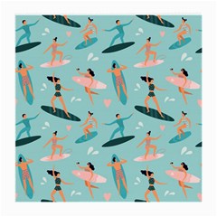 Beach-surfing-surfers-with-surfboards-surfer-rides-wave-summer-outdoors-surfboards-seamless-pattern- Medium Glasses Cloth (2 Sides) by Salman4z