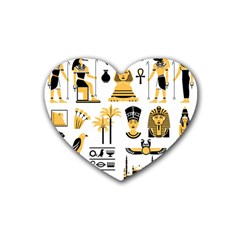 Egypt-symbols-decorative-icons-set Rubber Coaster (Heart)