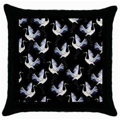 Crane Pattern Throw Pillow Case (Black)