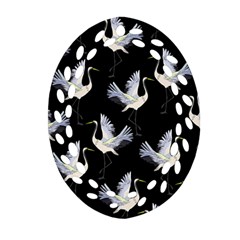 Crane Pattern Oval Filigree Ornament (Two Sides)