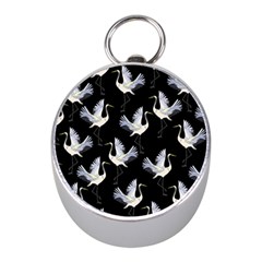 Crane Pattern Mini Silver Compasses