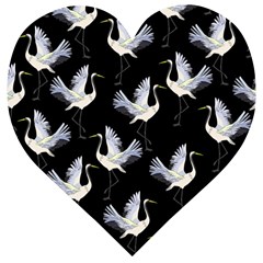 Crane Pattern Wooden Puzzle Heart