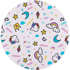 Unicorns-rainbows-seamless-pattern Uv Print Round Tile Coaster by Salman4z