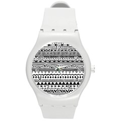 Boho-style-pattern Round Plastic Sport Watch (m) by Salman4z