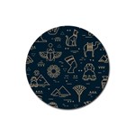 Dark-seamless-pattern-symbols-landmarks-signs-egypt -- Rubber Round Coaster (4 pack) Front