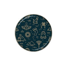 Dark-seamless-pattern-symbols-landmarks-signs-egypt -- Hat Clip Ball Marker