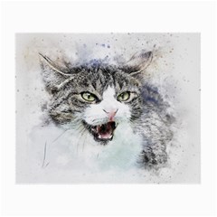 Cat Pet Art Abstract Watercolor Small Glasses Cloth (2 Sides) by Jancukart