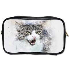 Cat Pet Art Abstract Watercolor Toiletries Bag (two Sides) by Jancukart