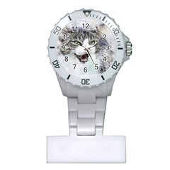 Cat Pet Art Abstract Watercolor Plastic Nurses Watch by Jancukart