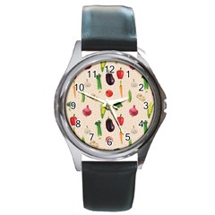 Vegetables Round Metal Watch by SychEva