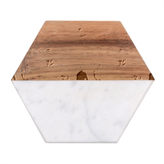 Vegetable Marble Wood Coaster (Hexagon) 