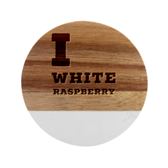 I Love White Raspberry Marble Wood Coaster (round) by ilovewhateva