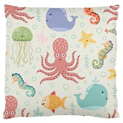 Underwater-seamless-pattern-light-background-funny Large Premium Plush Fleece Cushion Case (one Side) by Salman4z