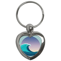 Tsunami Tidal Waves Wave Minimalist Ocean Sea Key Chain (heart)