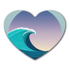 Tsunami Tidal Waves Wave Minimalist Ocean Sea Heart Mousepad by Ravend