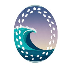 Tsunami Tidal Waves Wave Minimalist Ocean Sea Ornament (oval Filigree)