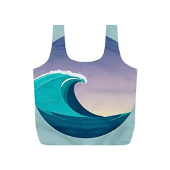 Tsunami Tidal Waves Wave Minimalist Ocean Sea Full Print Recycle Bag (s) by Ravend