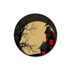 Halloween Moon Haunted House Full Moon Dead Tree Magnet 3  (round) by Ravend