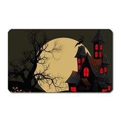 Halloween Moon Haunted House Full Moon Dead Tree Magnet (rectangular) by Ravend
