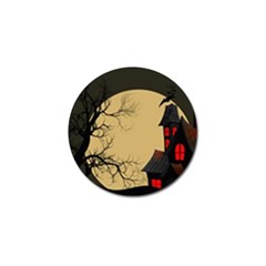 Halloween Moon Haunted House Full Moon Dead Tree Golf Ball Marker