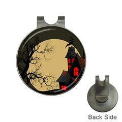 Halloween Moon Haunted House Full Moon Dead Tree Hat Clips With Golf Markers by Ravend