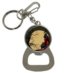 Halloween Moon Haunted House Full Moon Dead Tree Bottle Opener Key Chain