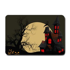 Halloween Moon Haunted House Full Moon Dead Tree Small Doormat by Ravend