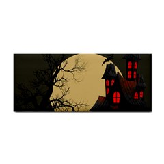 Halloween Moon Haunted House Full Moon Dead Tree Hand Towel by Ravend