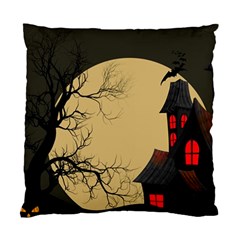 Halloween Moon Haunted House Full Moon Dead Tree Standard Cushion Case (two Sides) by Ravend