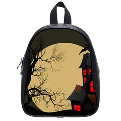 Halloween Moon Haunted House Full Moon Dead Tree School Bag (small)