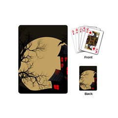 Halloween Moon Haunted House Full Moon Dead Tree Playing Cards Single Design (mini)