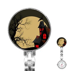 Halloween Moon Haunted House Full Moon Dead Tree Stainless Steel Nurses Watch