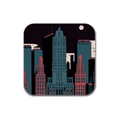 New York City Nyc Skyline Cityscape Rubber Square Coaster (4 Pack) by Ravend