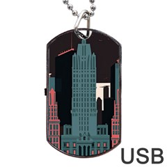 New York City Nyc Skyline Cityscape Dog Tag Usb Flash (two Sides)