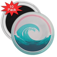 Tidal Wave Ocean Sea Tsunami Wave Minimalist 3  Magnets (10 Pack)  by Ravend