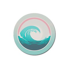 Tidal Wave Ocean Sea Tsunami Wave Minimalist Magnet 3  (round)