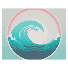 Tidal Wave Ocean Sea Tsunami Wave Minimalist Two Sides Premium Plush Fleece Blanket (medium) by Ravend