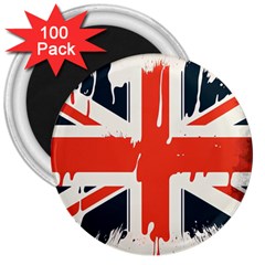 Union Jack England Uk United Kingdom London 3  Magnets (100 Pack) by Ravend