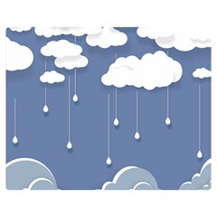 Clouds Rain Paper Raindrops Weather Sky Raining Two Sides Premium Plush Fleece Blanket (medium)